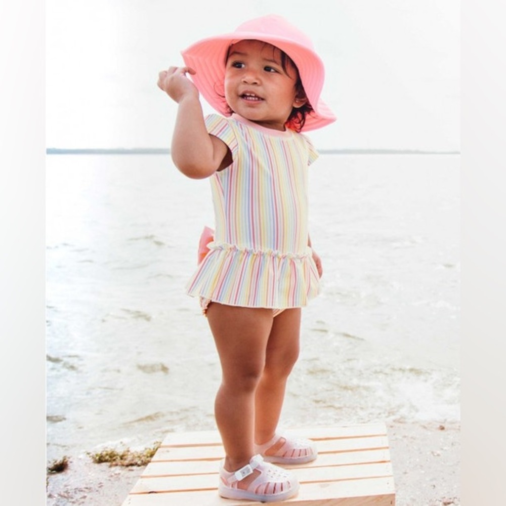 Rufflebutts Baby One Piece Swim Set With Bow Size 12-18mo